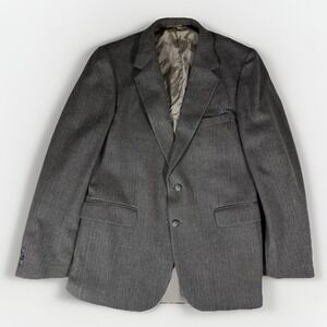Vintage SSSSSSSSSS Mens Gray Pinstripe Wool‎ Blazer Jacket 42R Made in Hungary